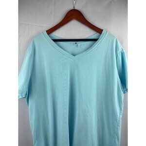 Fresh Produce Womens V-Neck T-Shirt 2X Light Blue 100% Cotton Made In USA